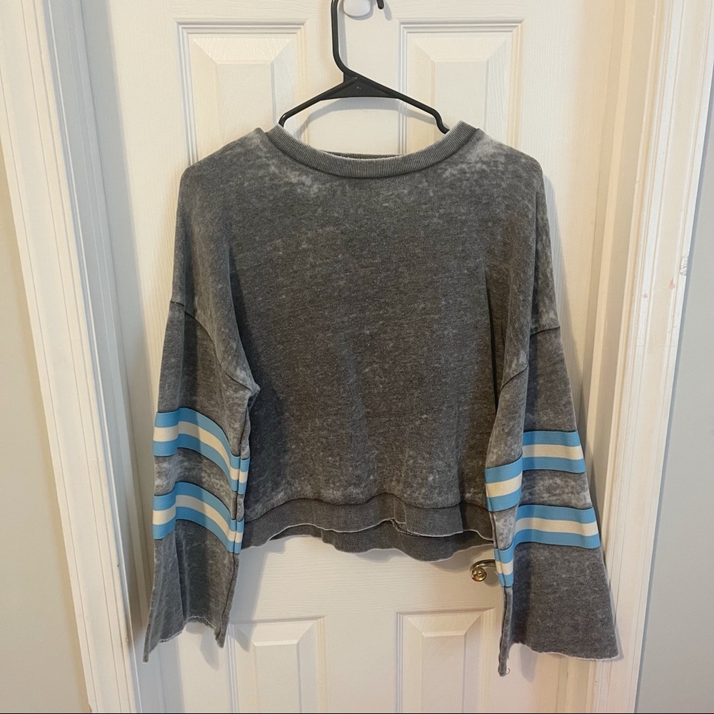 Vintage Havana Dolman Flare Sleeve Cropped Burnout Lightweight Sweatshirt - Picture 1 of 5